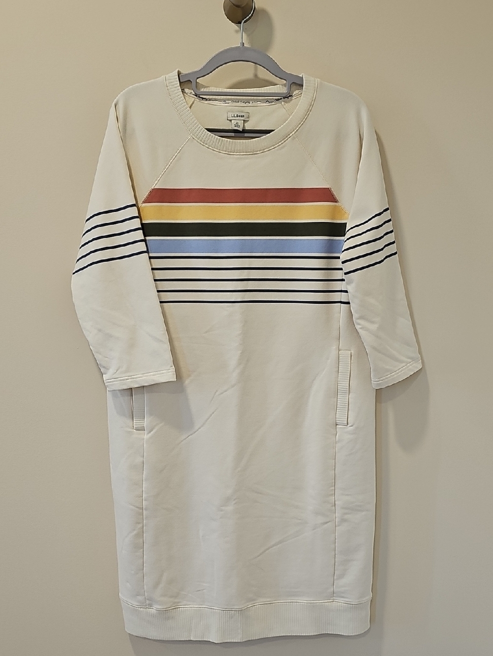 L.L. Bean Cream Midi Sweatshirt Dress; EUC; Size M